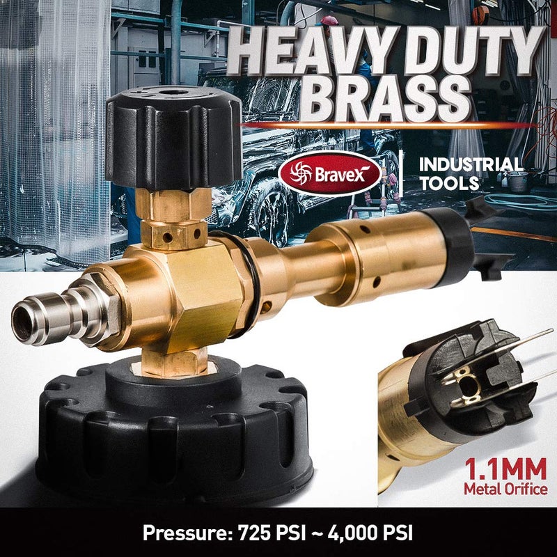 Bravex Foam Cannon - Heavy Duty Foam Wash Gun, Wide Neck Adjustable Car Foam Blaster for Pressure Washer with 1/4 Inch Connector, 5 Nozzles Included in The Kit(1 Liter, 1.1mm Metal Orifice) - Image 3